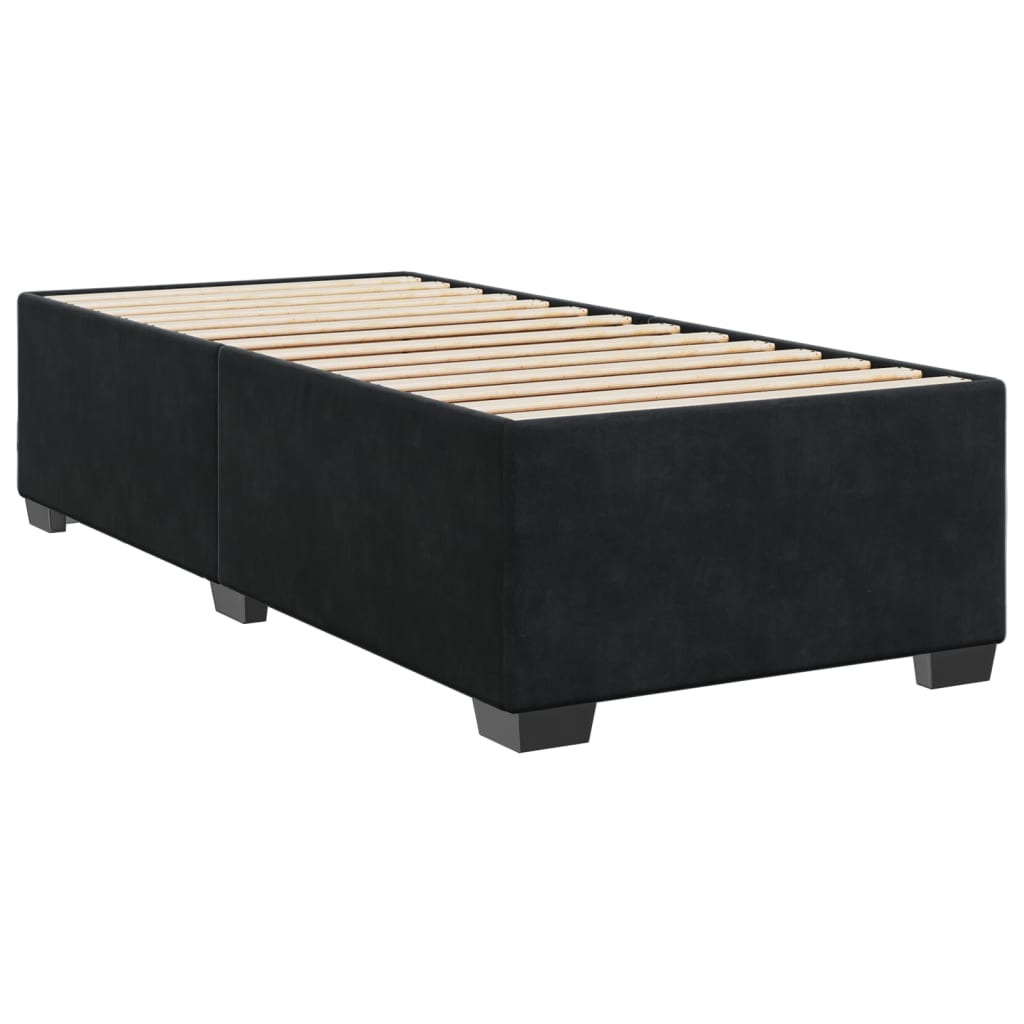 Pat box spring cu saltea, negru, 100x200 cm, catifea GartenMobel Dekor