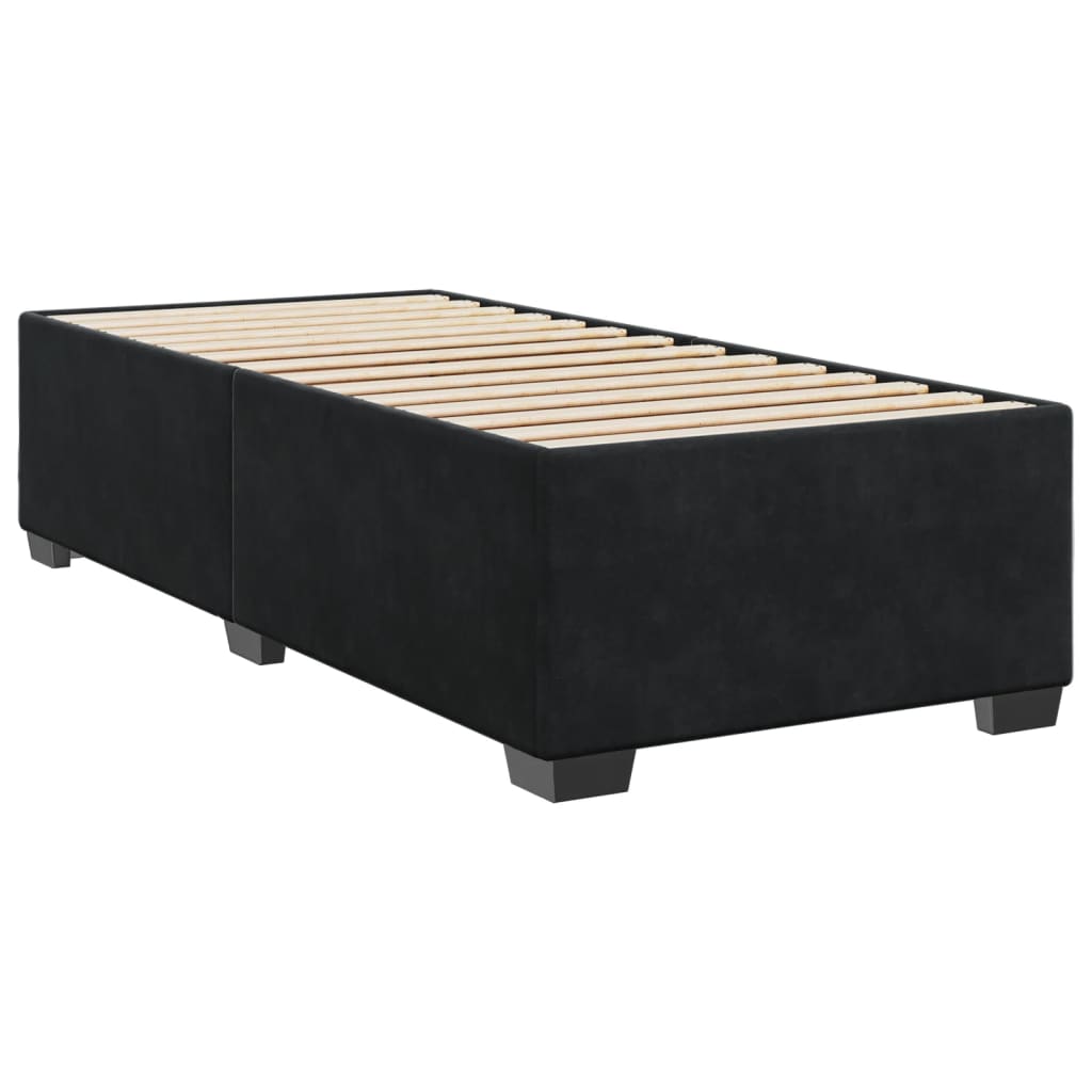 Pat box spring cu saltea, negru, 100x200 cm, catifea GartenMobel Dekor