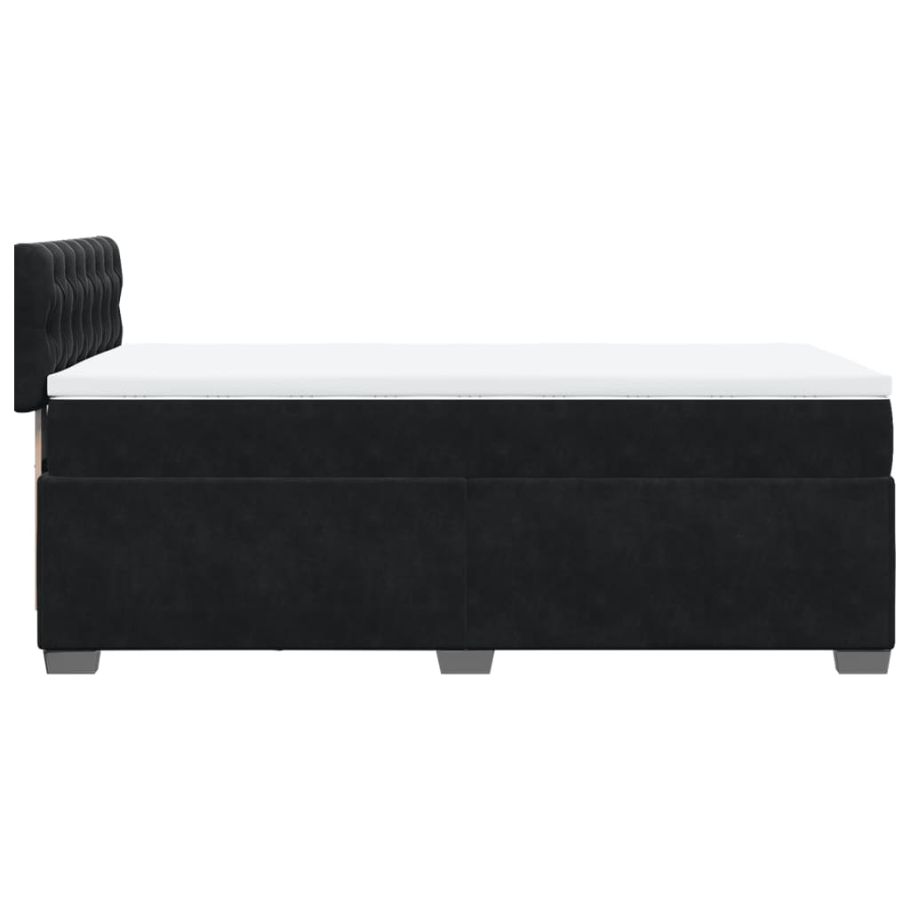 Pat box spring cu saltea, negru, 100x200 cm, catifea GartenMobel Dekor
