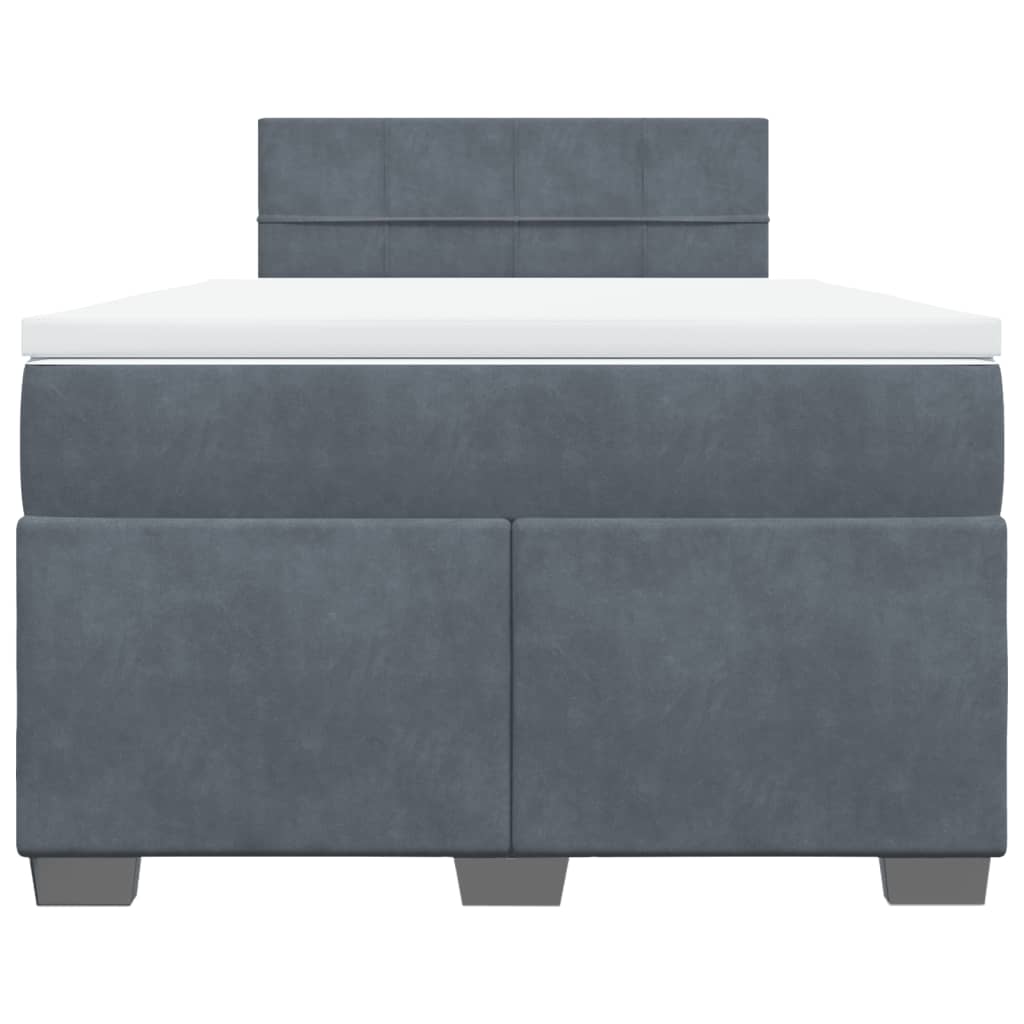 Pat box spring cu saltea, gri închis, 120x200 cm, catifea GartenMobel Dekor