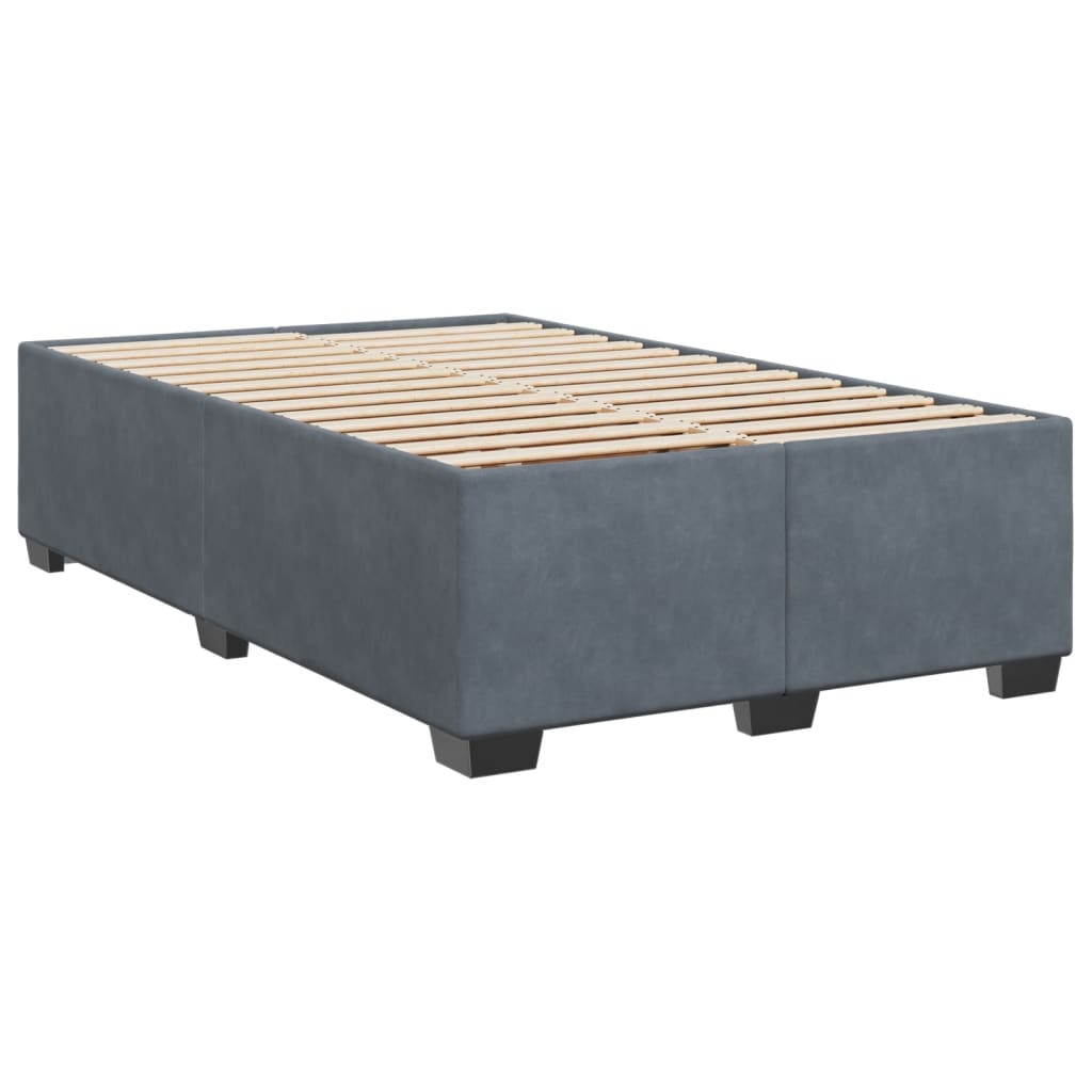 Pat box spring cu saltea, gri închis, 120x200 cm, catifea GartenMobel Dekor