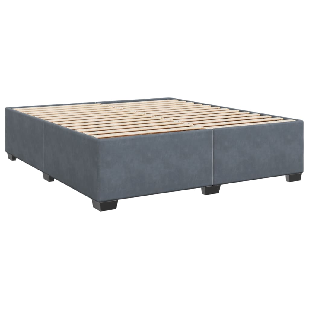 Pat box spring cu saltea, gri închis, 200x200 cm, catifea GartenMobel Dekor