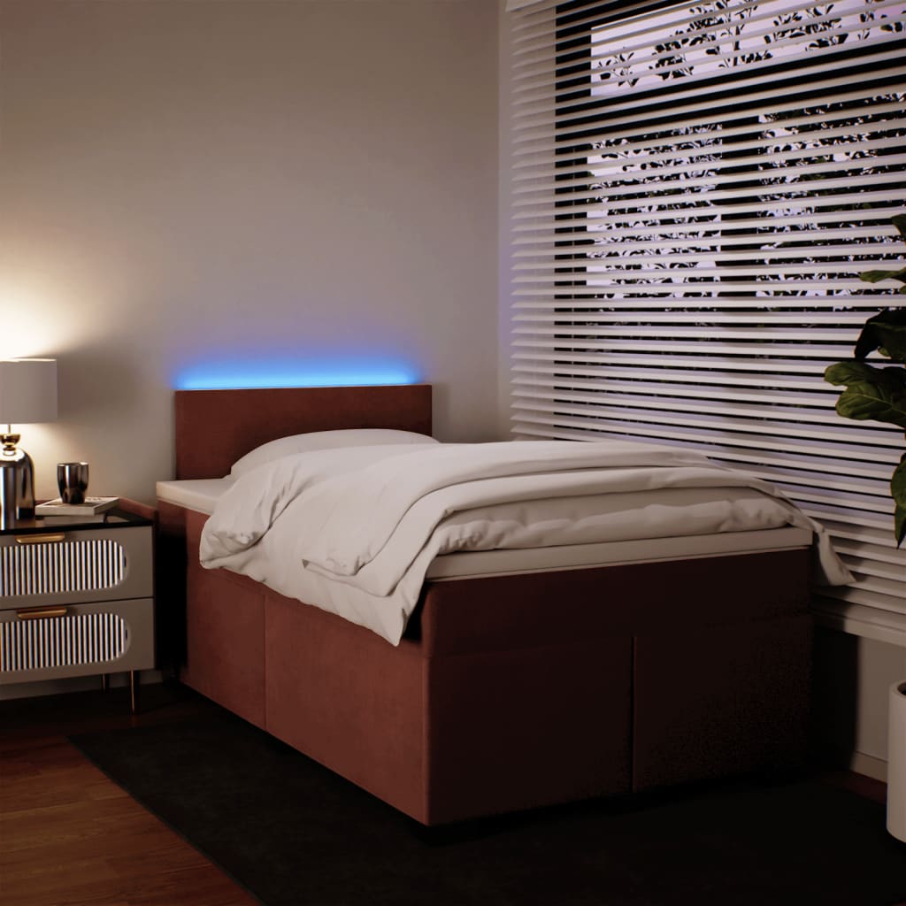 Pat box spring cu saltea, roz, 120x200 cm, catifea GartenMobel Dekor