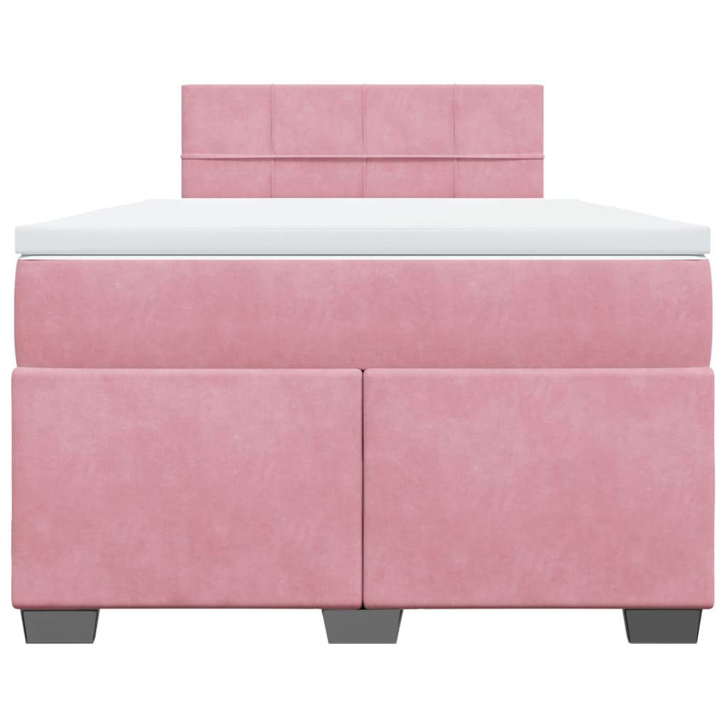 Pat box spring cu saltea, roz, 120x200 cm, catifea GartenMobel Dekor