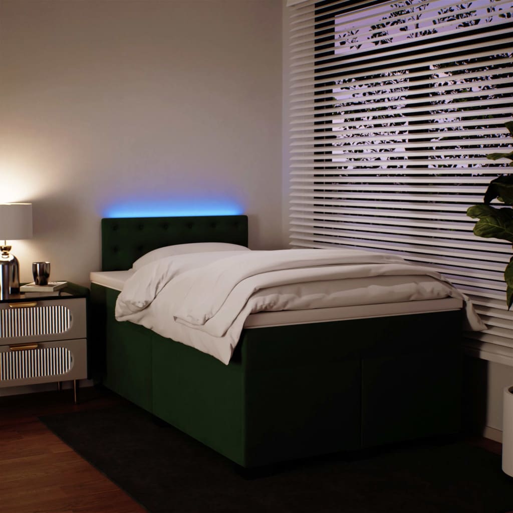 Pat box spring cu saltea, verde închis, 120x190 cm, catifea GartenMobel Dekor