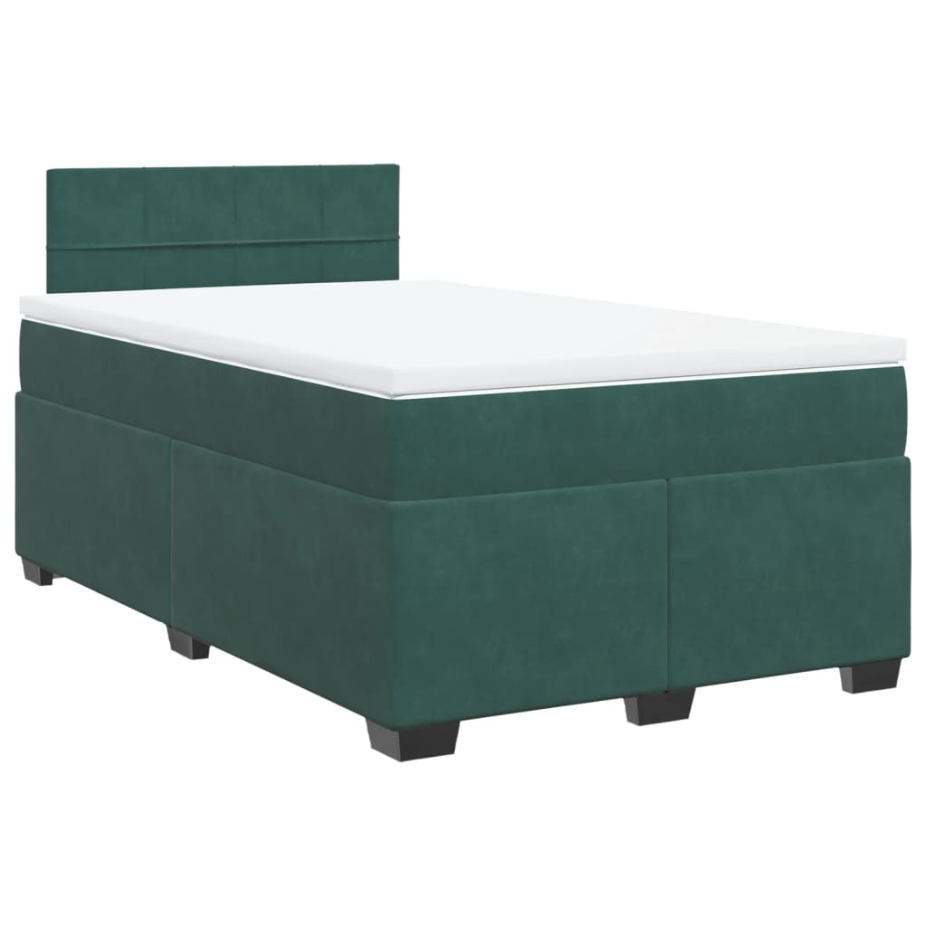 Pat box spring cu saltea, verde închis, 120x190 cm, catifea GartenMobel Dekor
