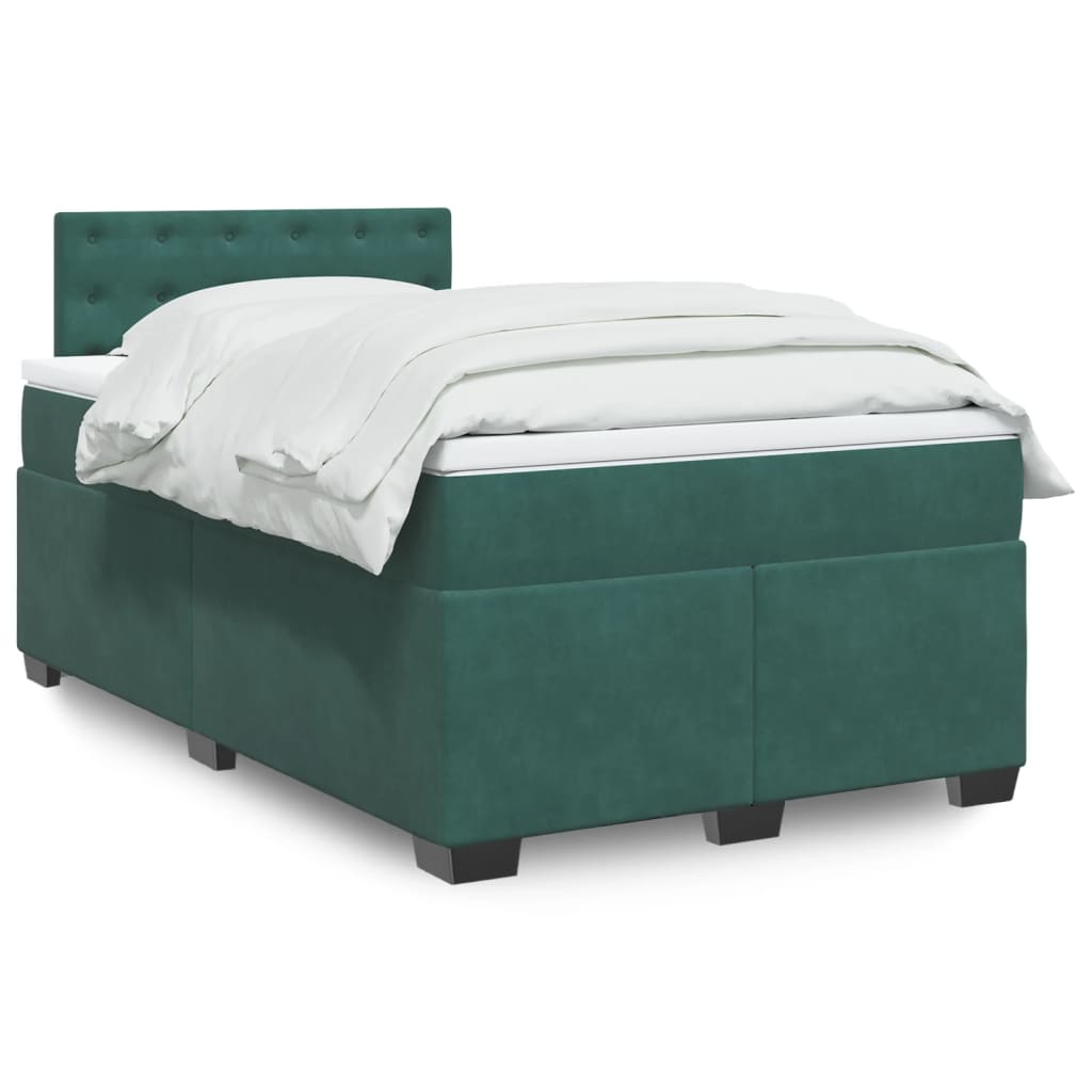 Pat box spring cu saltea, verde închis, 120x190 cm, catifea GartenMobel Dekor