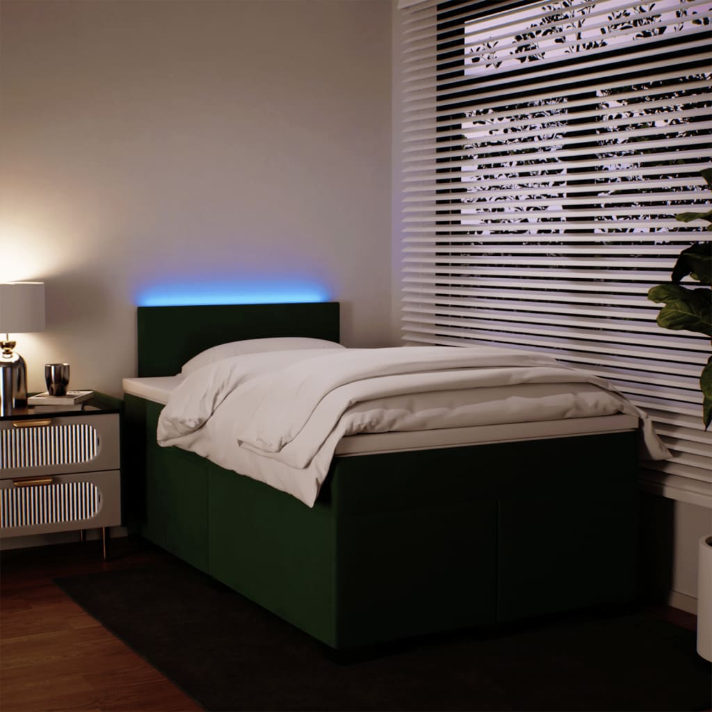 Pat box spring cu saltea, verde închis, 120x200 cm, catifea GartenMobel Dekor