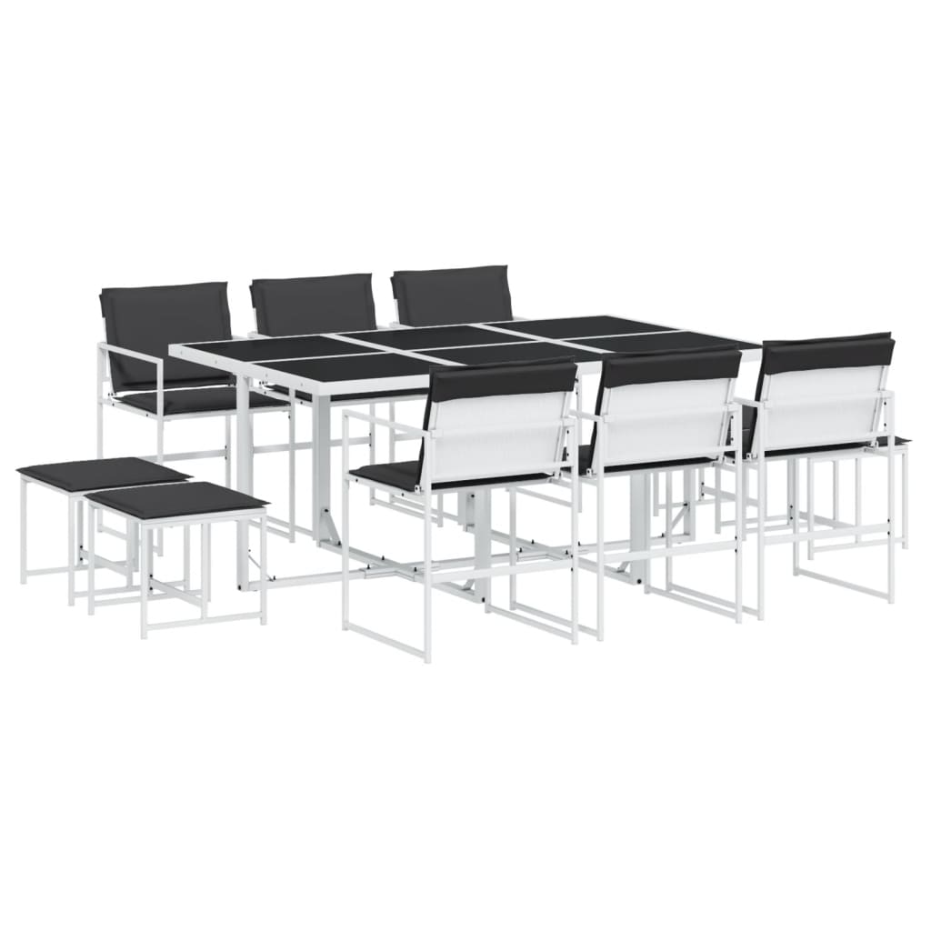 Set mobilier de grădină, 11 piese, cu perne, alb, textilenă GartenMobel Dekor