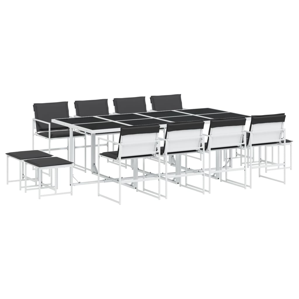 Set mobilier de grădină, 13 piese, cu perne, alb, textilenă GartenMobel Dekor