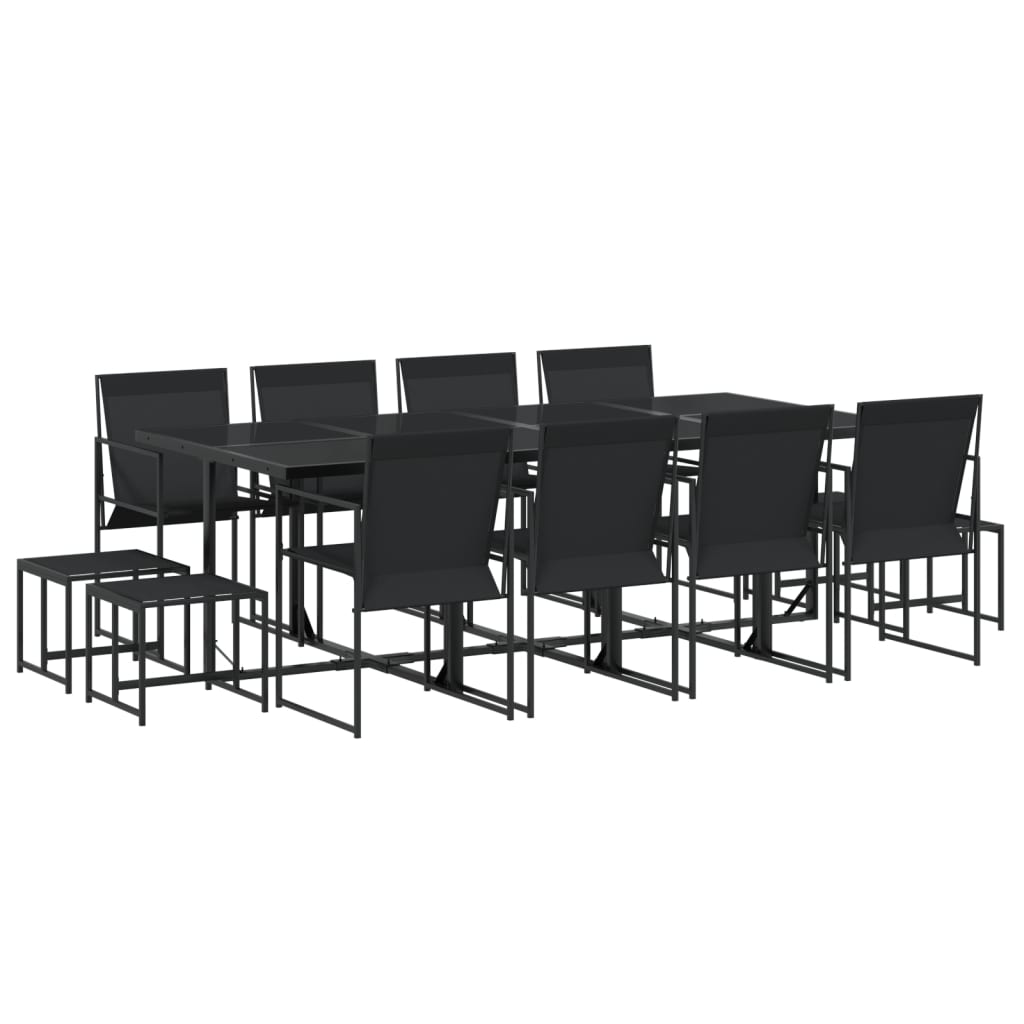 Set mobilier de grădină, 13 piese, negru, textilenă GartenMobel Dekor