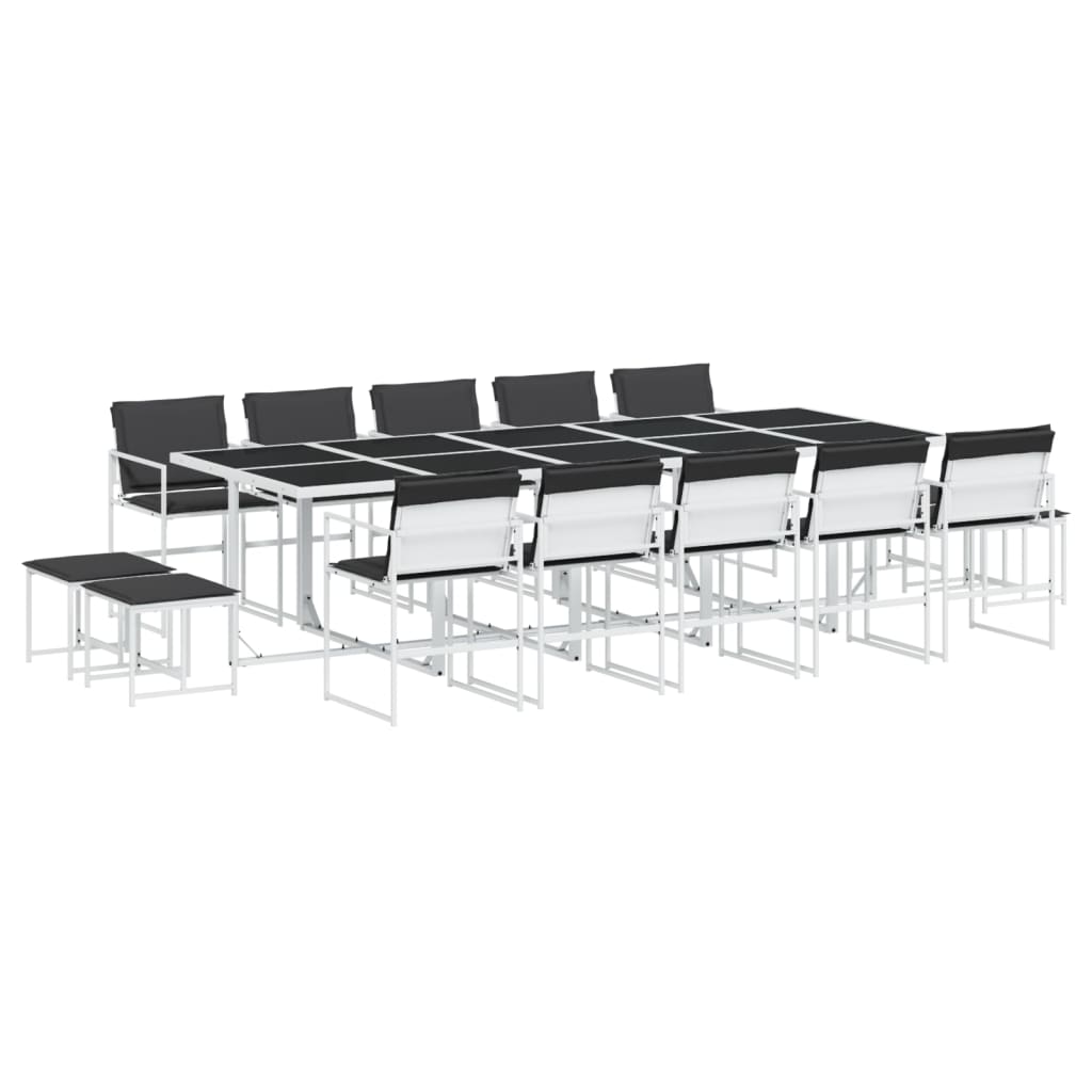 Set mobilier de grădină, 15 piese, cu perne, alb, textilenă GartenMobel Dekor