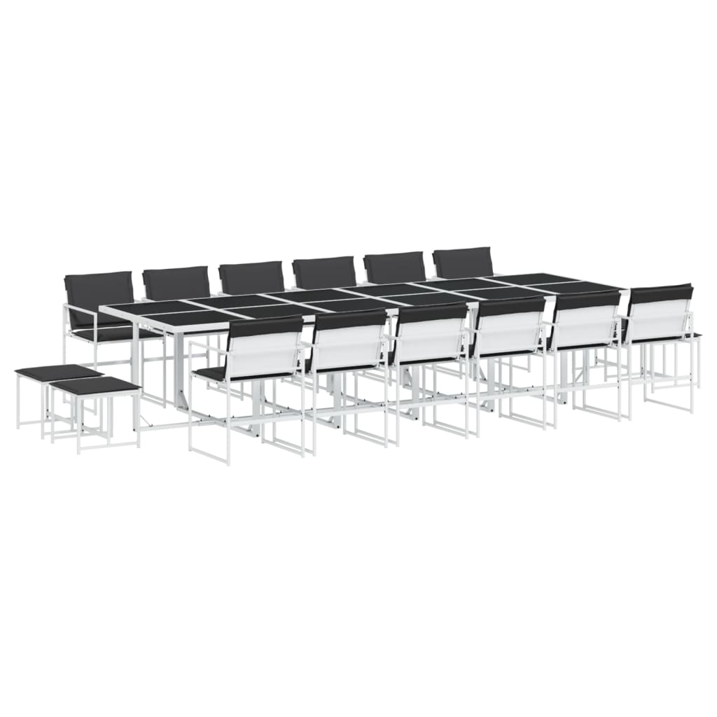 Set mobilier de grădină, 17 piese, cu perne, alb, textilenă GartenMobel Dekor