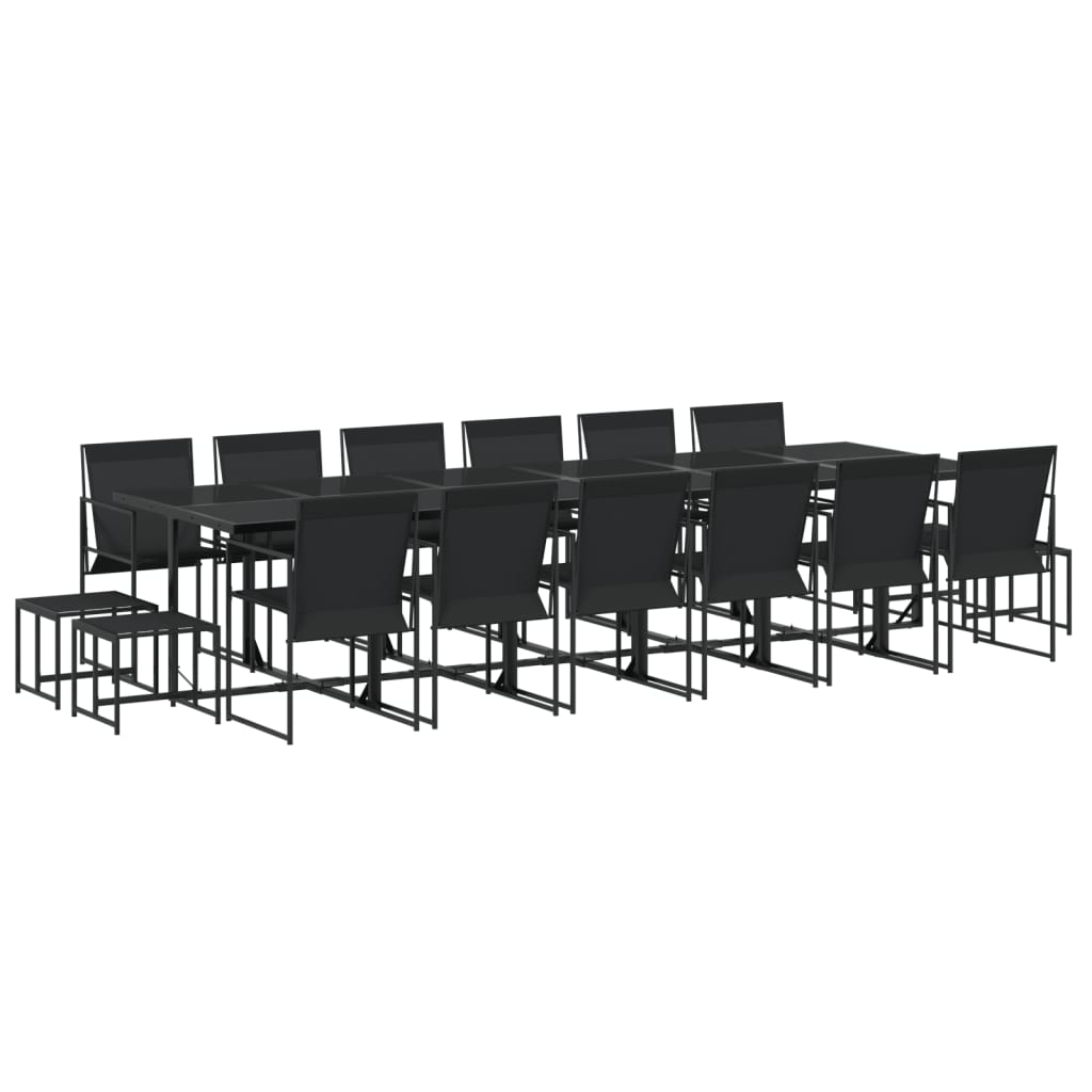 Set mobilier de grădină, 17 piese, negru, textilenă GartenMobel Dekor