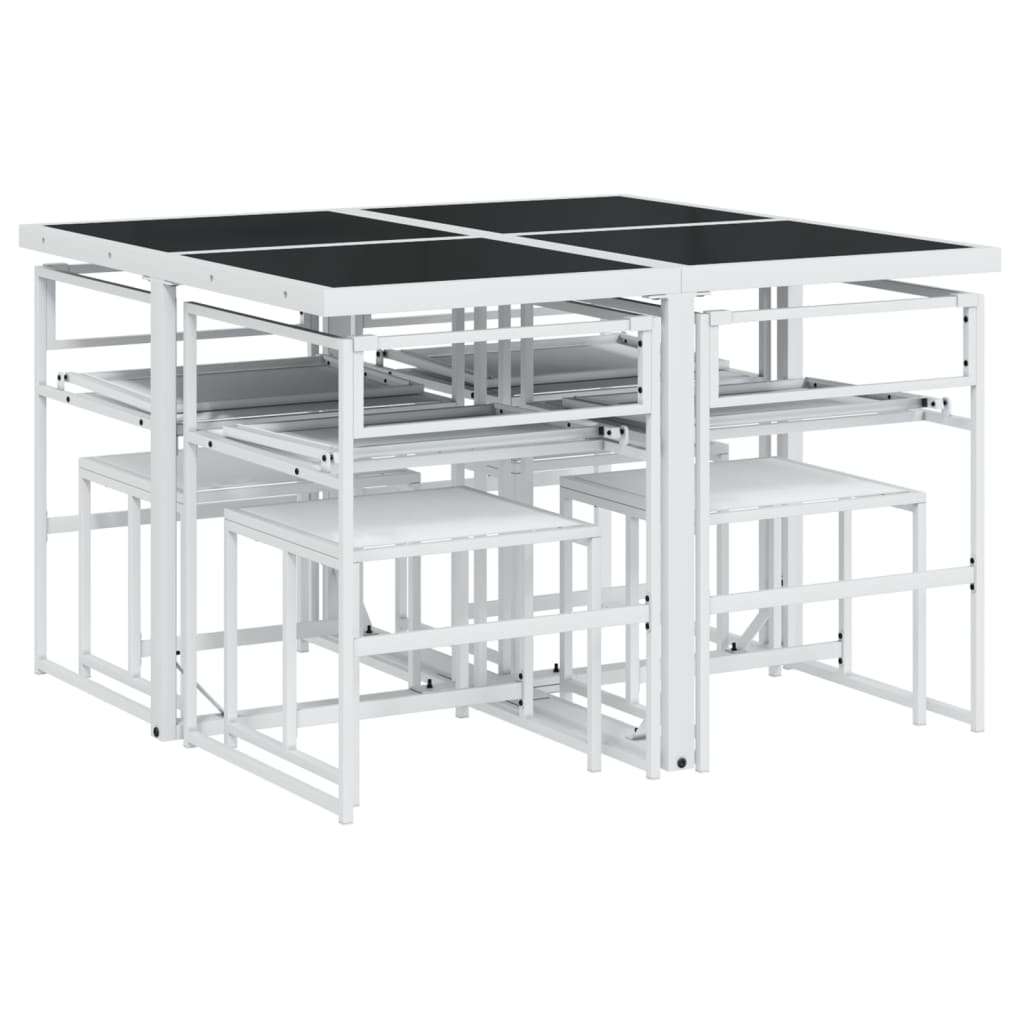 Set mobilier de grădină, 9 piese, cu perne, alb, textilenă GartenMobel Dekor