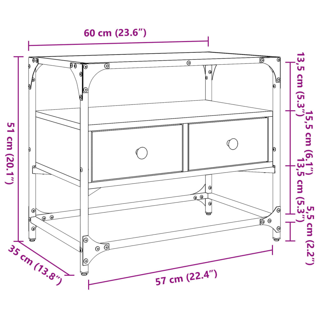 Dulap TV blat sticlă, negru, 60x35x51 cm lemn prelucrat GartenMobel Dekor