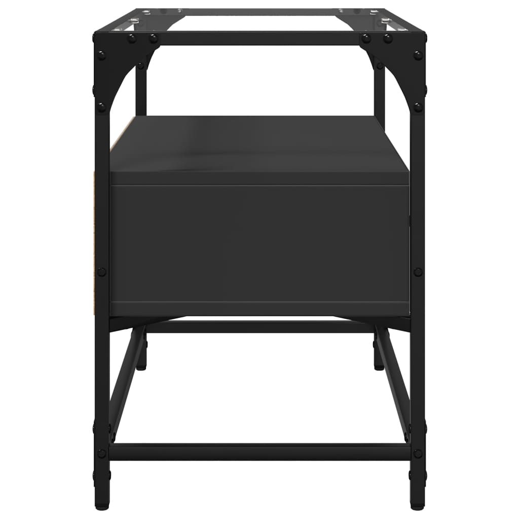 Dulap TV blat sticlă, negru, 60x35x51 cm lemn prelucrat GartenMobel Dekor