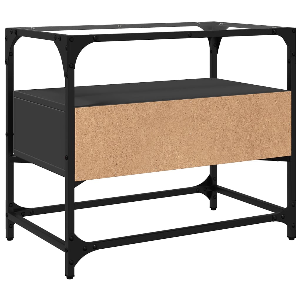 Dulap TV blat sticlă, negru, 60x35x51 cm lemn prelucrat GartenMobel Dekor