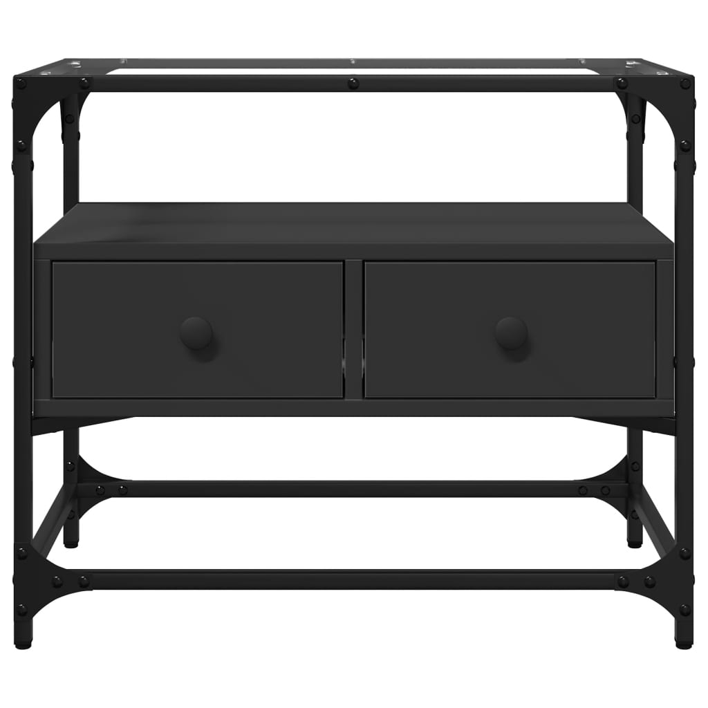 Dulap TV blat sticlă, negru, 60x35x51 cm lemn prelucrat GartenMobel Dekor