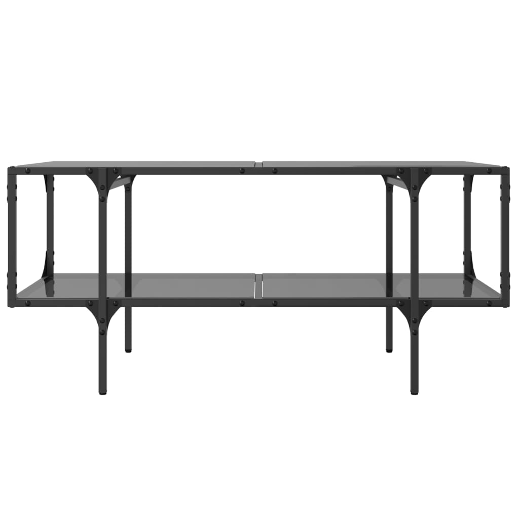 Măsuță de cafea cu blat din sticlă neagră 98,5x50x45 cm oțel GartenMobel Dekor