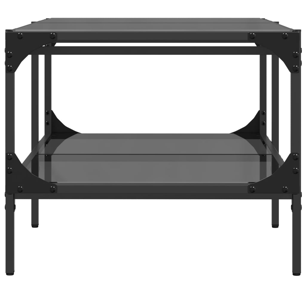 Măsuță de cafea cu blat din sticlă neagră 98,5x50x45 cm oțel GartenMobel Dekor