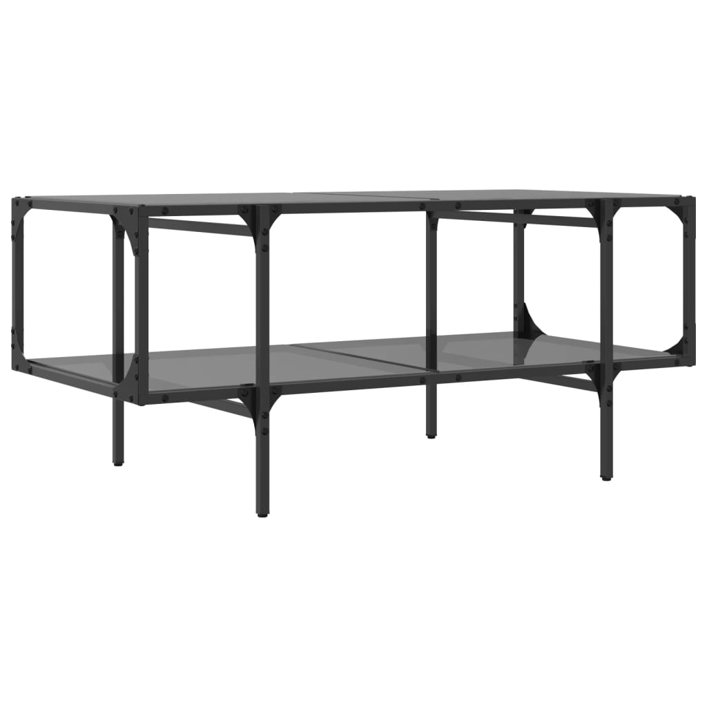 Măsuță de cafea cu blat din sticlă neagră 98,5x50x45 cm oțel GartenMobel Dekor