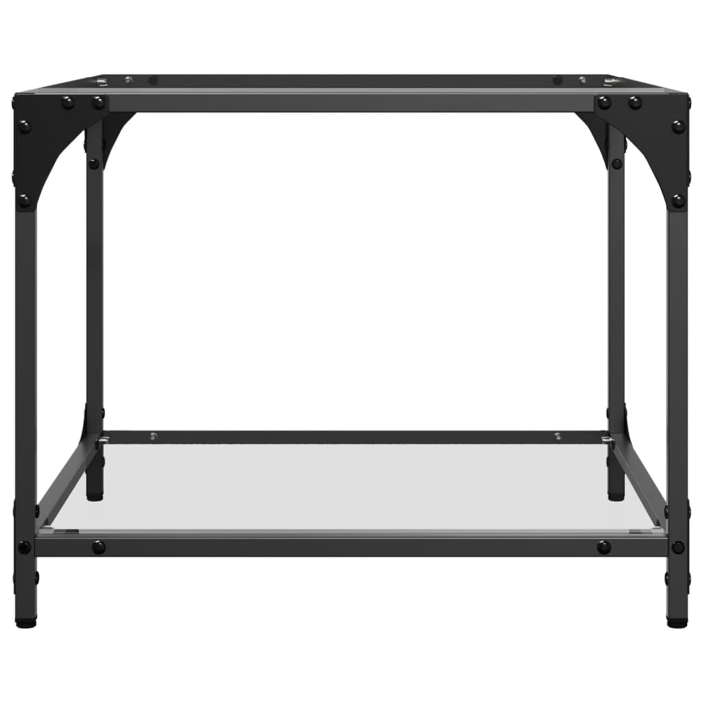 Mese cafea blat din sticlă transparentă 2 buc. 50x50x40 cm oțel GartenMobel Dekor
