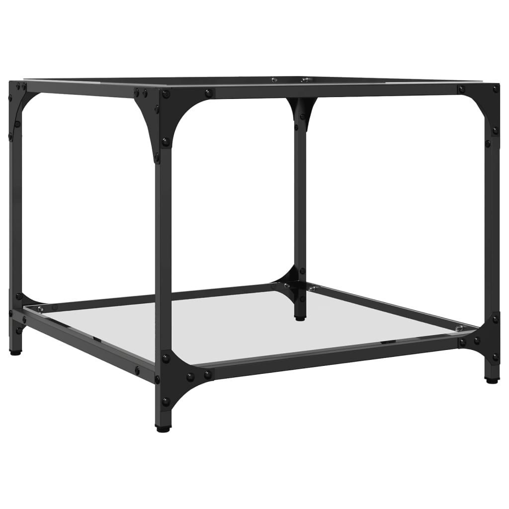 Mese cafea blat din sticlă transparentă 2 buc. 50x50x40 cm oțel GartenMobel Dekor