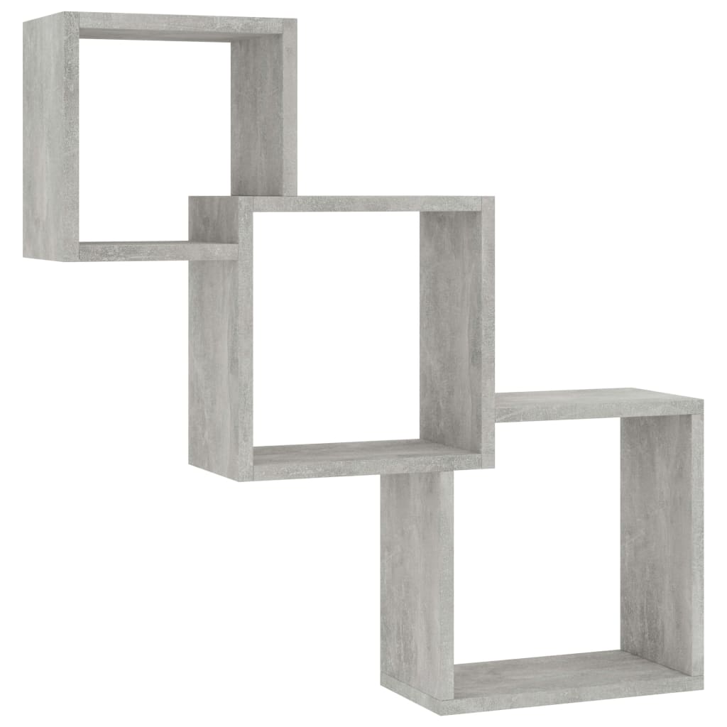 Rafturi de perete, cub, gri beton, 68x15x68 cm, lemn prelucrat GartenMobel Dekor