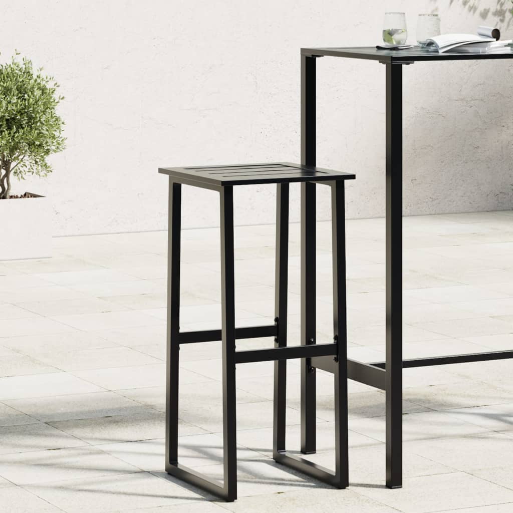 Scaune bar, 2 buc. negru 38x38x80 cm oțel vopsit electrostatic GartenMobel Dekor