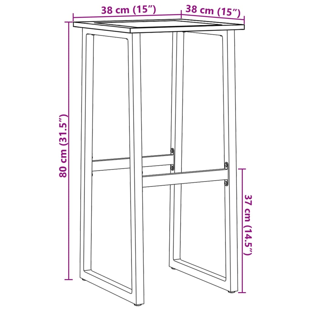 Scaune bar, 2 buc. negru 38x38x80 cm oțel vopsit electrostatic GartenMobel Dekor