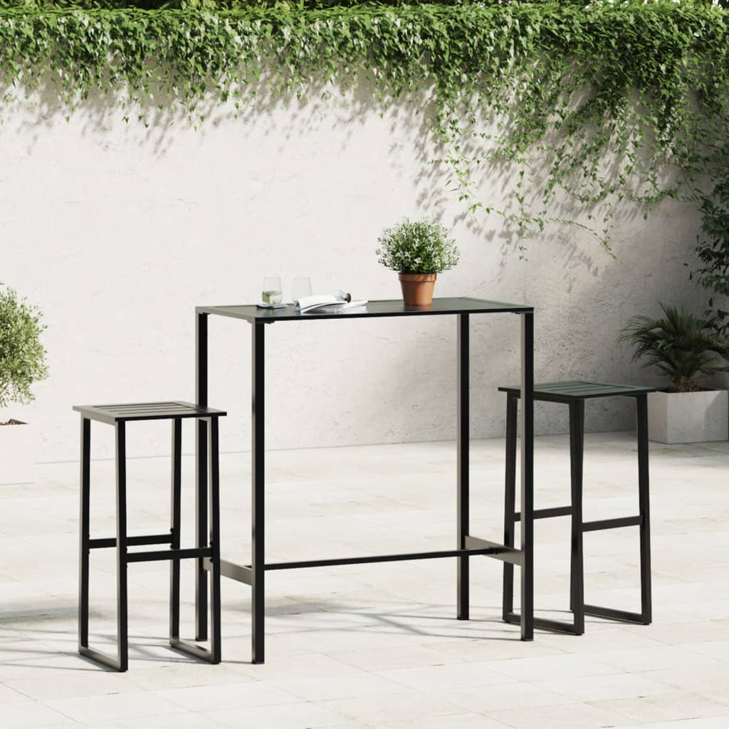 Scaune bar, 2 buc. negru 38x38x80 cm oțel vopsit electrostatic GartenMobel Dekor