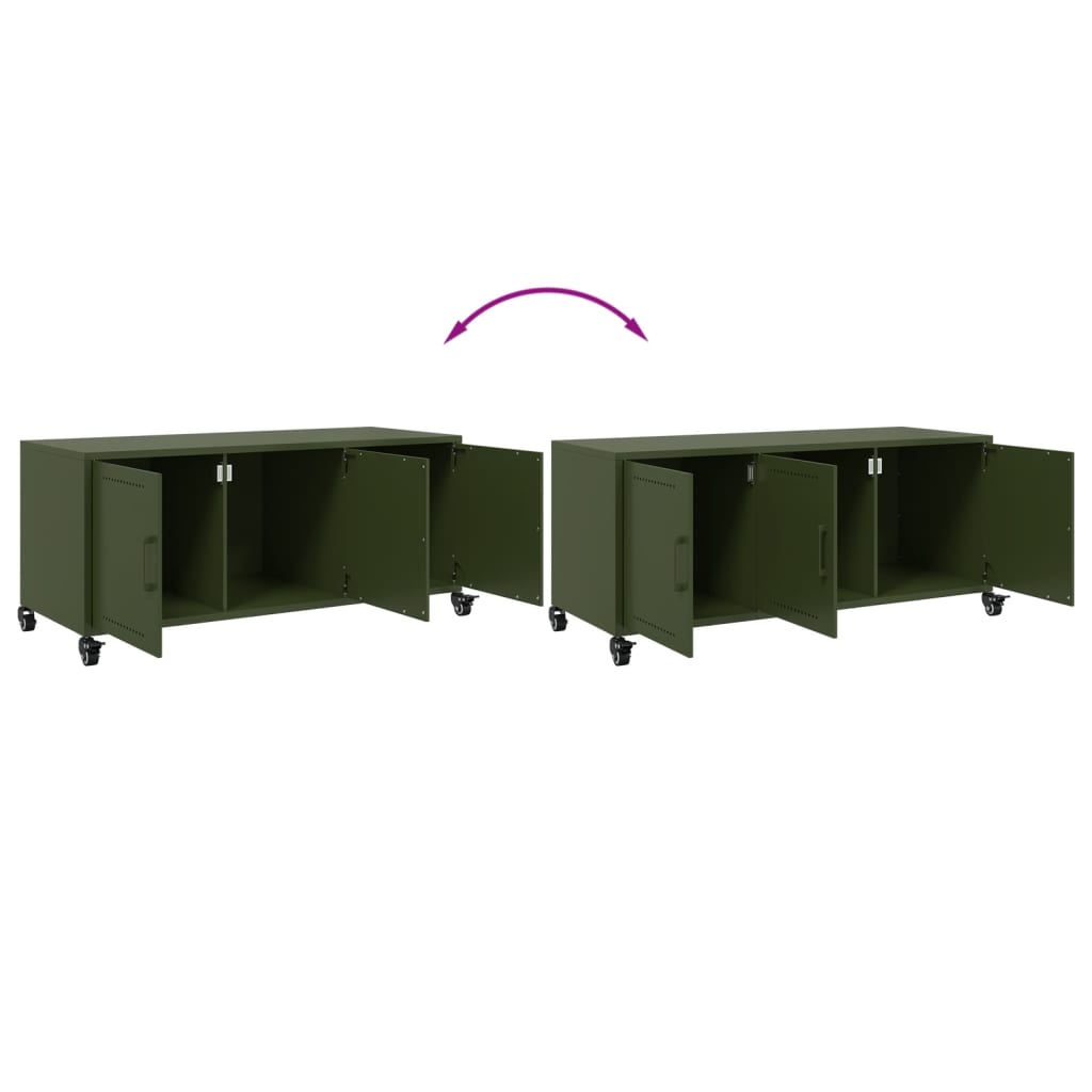 Dulap TV, verde măsliniu, 100,5x39x43,5cm, oțel laminat la rece GartenMobel Dekor