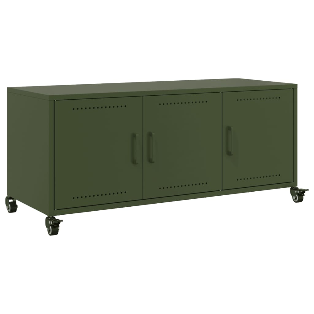 Dulap TV, verde măsliniu, 100,5x39x43,5cm, oțel laminat la rece GartenMobel Dekor