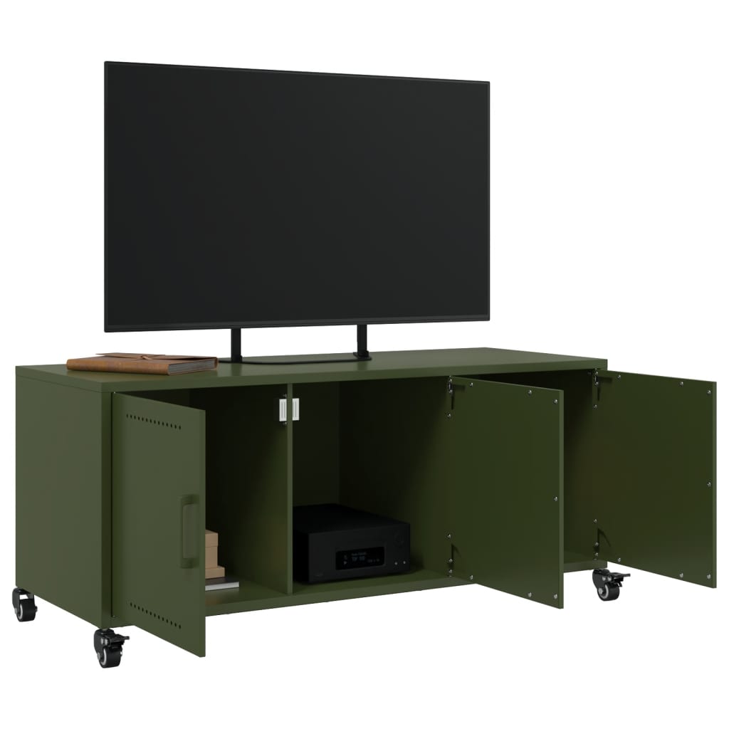 Dulap TV, verde măsliniu, 100,5x39x43,5cm, oțel laminat la rece GartenMobel Dekor