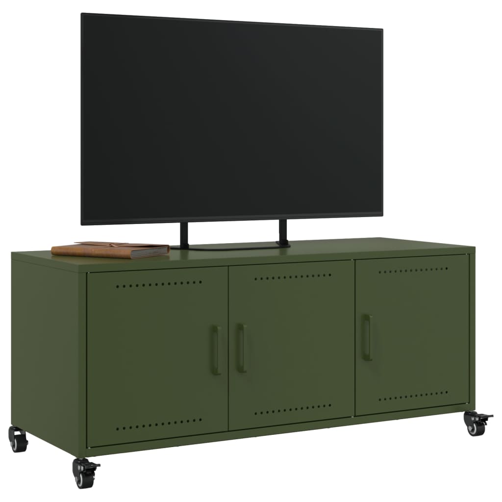 Dulap TV, verde măsliniu, 100,5x39x43,5cm, oțel laminat la rece GartenMobel Dekor