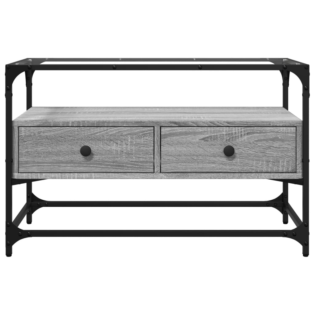 Dulap TV blat sticlă, gri sonoma, 80x35x51 cm lemn prelucrat GartenMobel Dekor