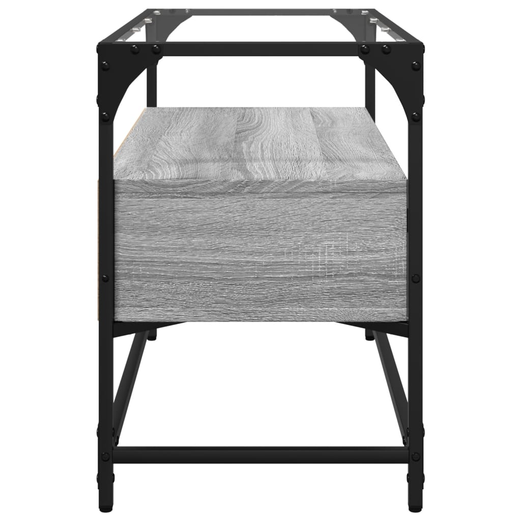 Dulap TV blat sticlă, gri sonoma, 80x35x51 cm lemn prelucrat GartenMobel Dekor