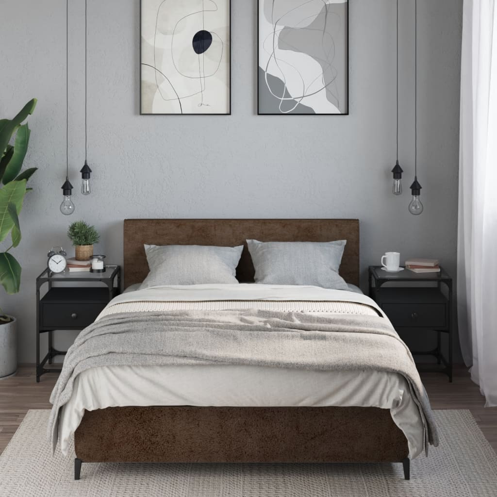 Noptiere, 2 buc., negru, 40x40x55 cm, lemn prelucrat GartenMobel Dekor