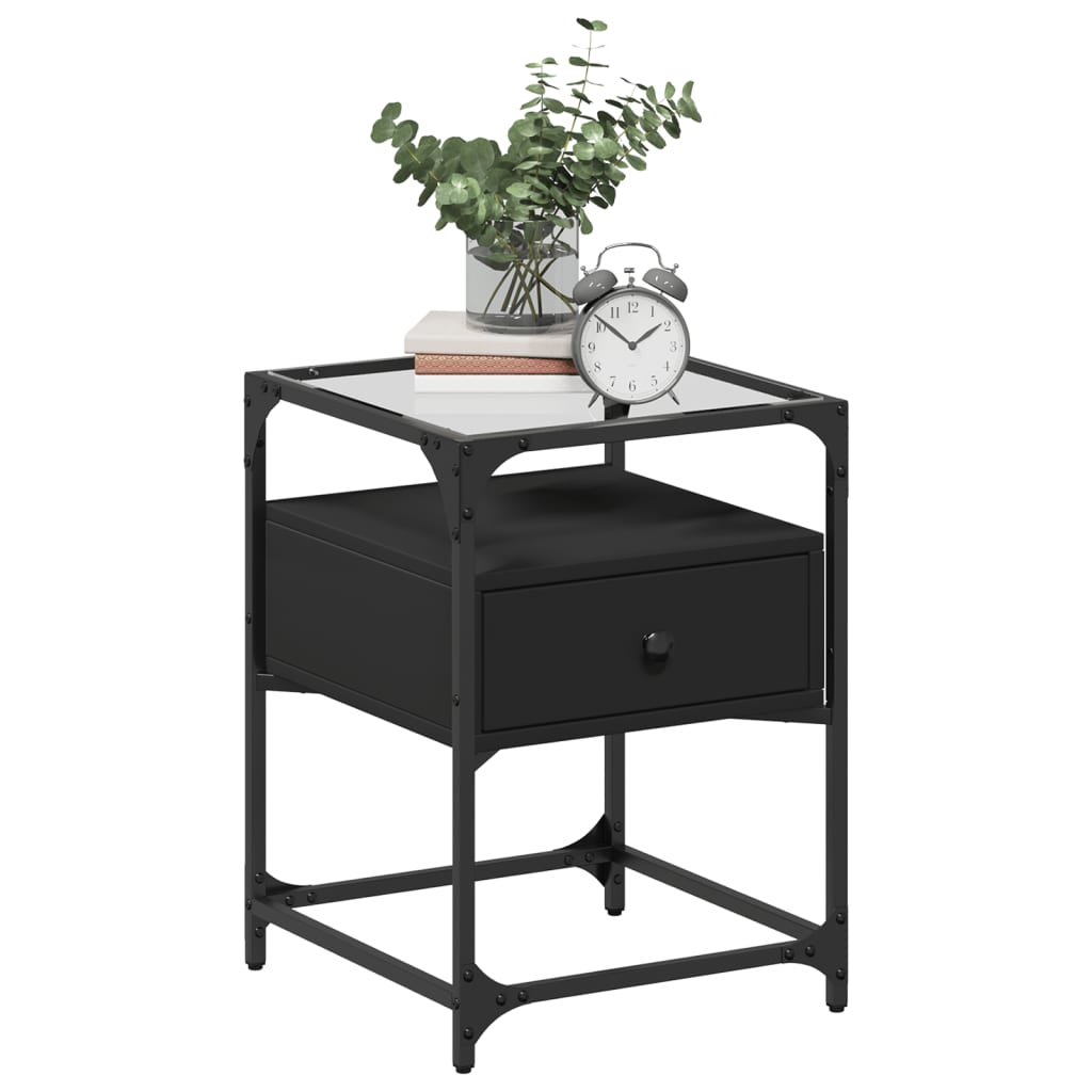 Noptiere, 2 buc., negru, 40x40x55 cm, lemn prelucrat GartenMobel Dekor