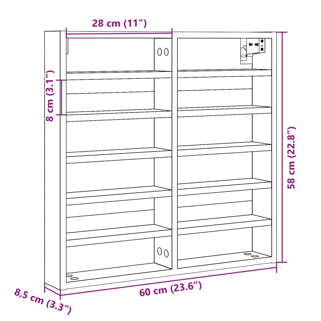 Dulap cu vitrină, negru, 60x8,5x58 cm, lemn prelucrat GartenMobel Dekor
