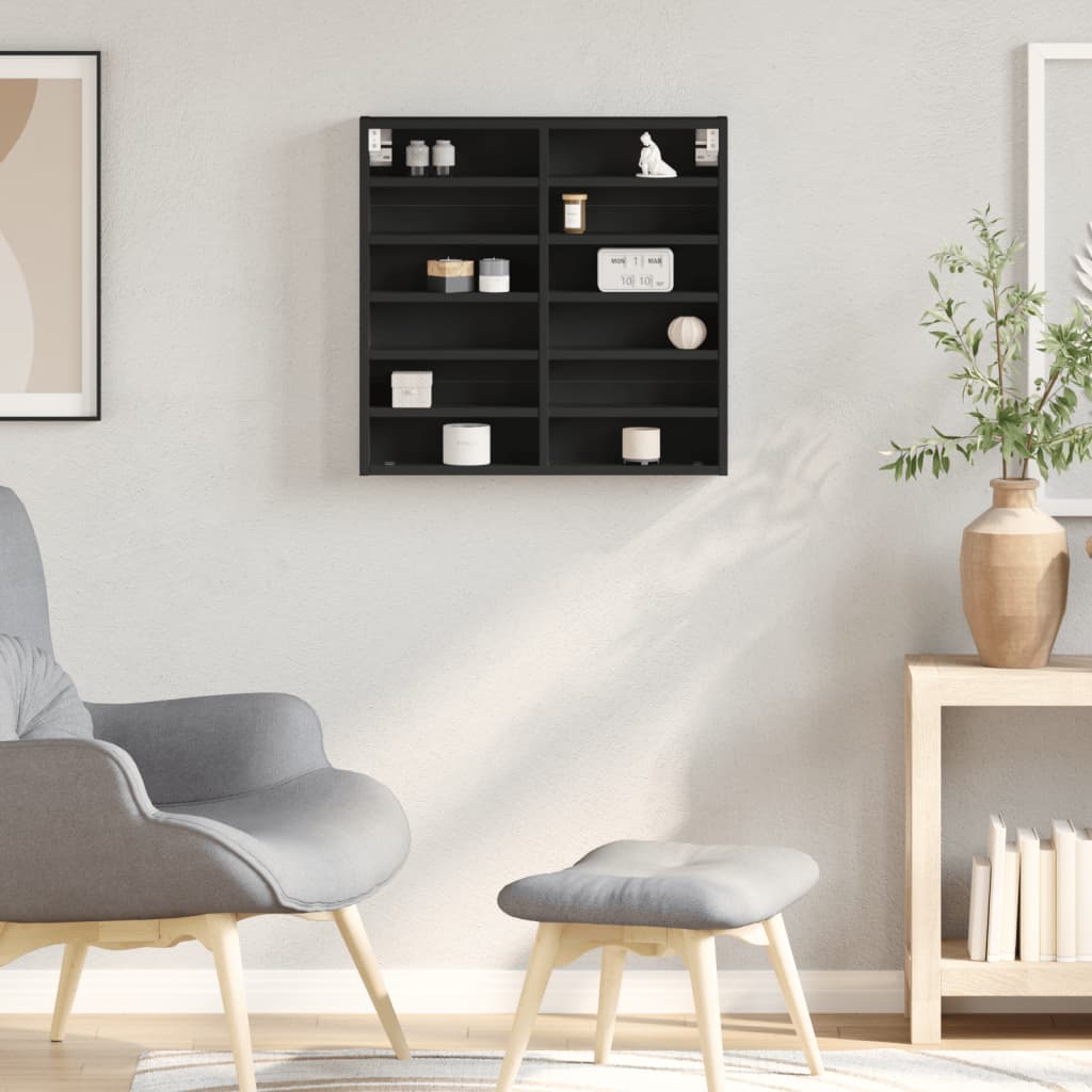 Dulap cu vitrină, negru, 60x8,5x58 cm, lemn prelucrat GartenMobel Dekor