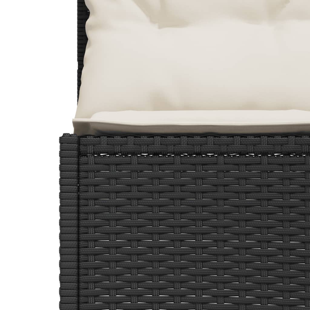Canapea de grădină cu perne semi-rotunde, negru, poliratan GartenMobel Dekor