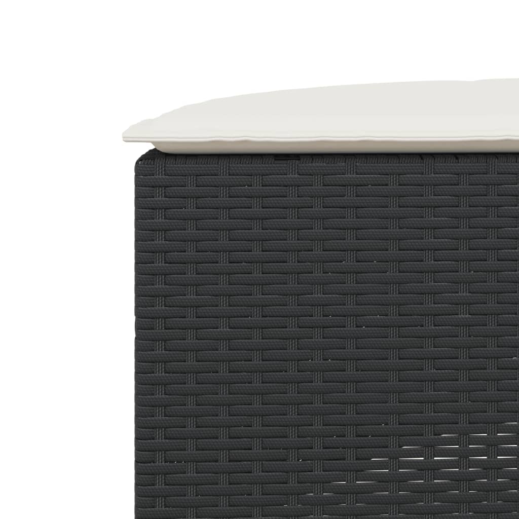 Set canapea de grădină, 3 piese, semi-rotunde, negru, poliratan GartenMobel Dekor