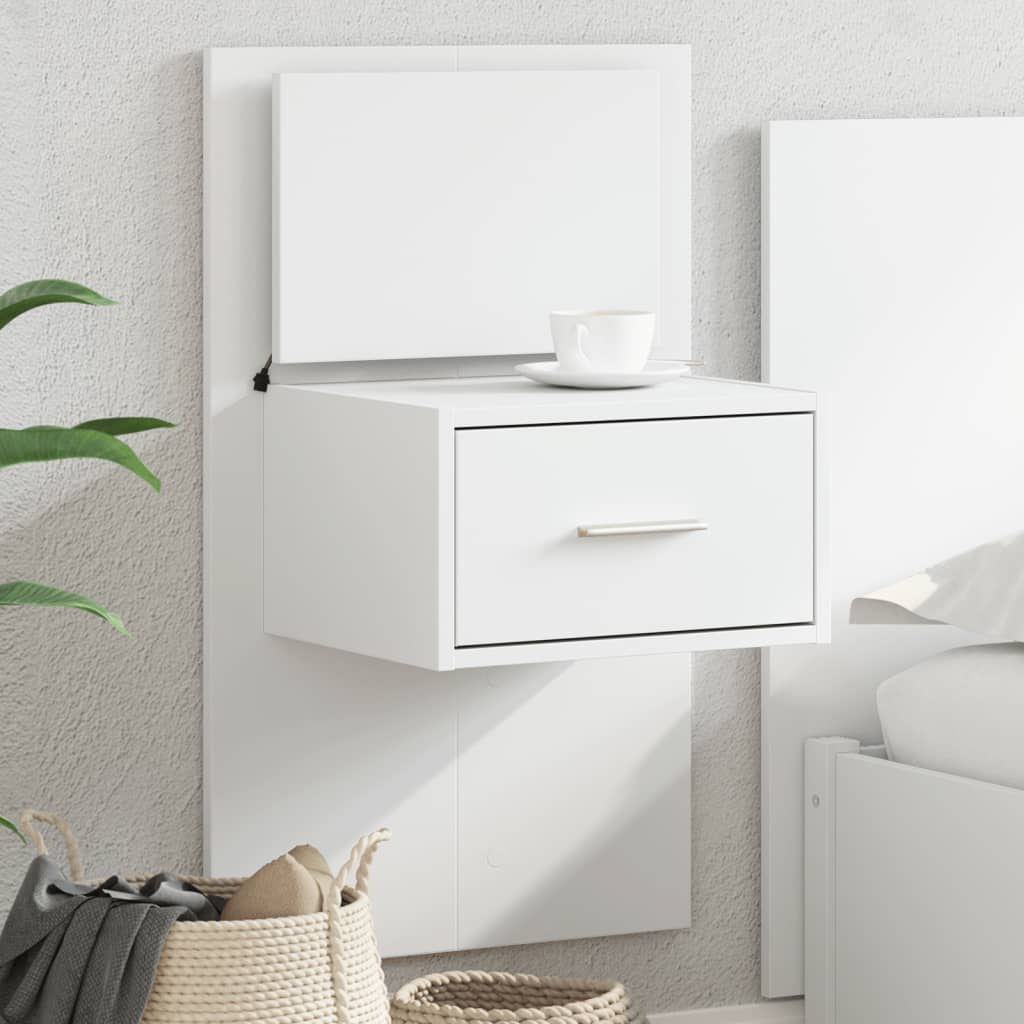 Noptieră montată pe perete cu lumini LED, alb GartenMobel Dekor