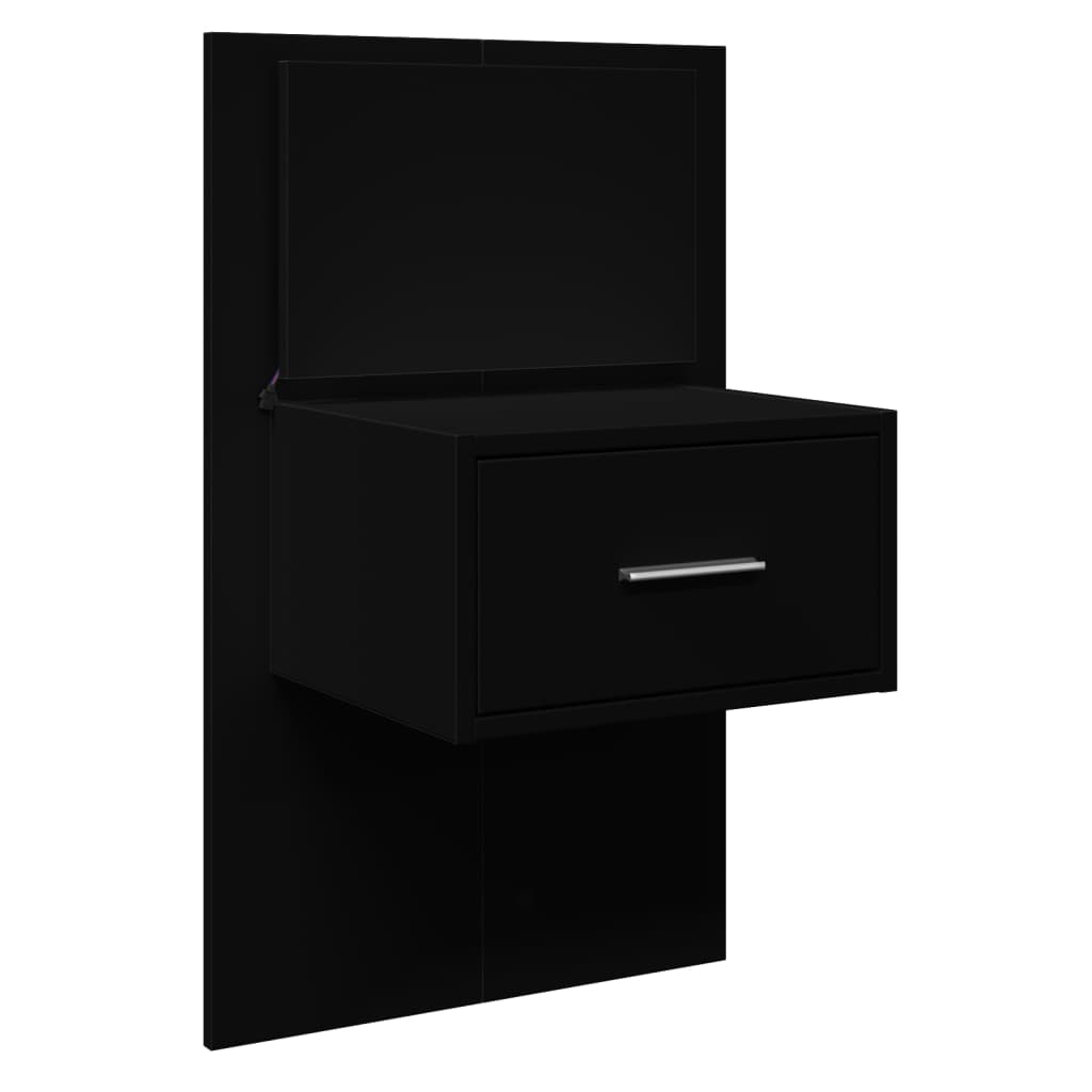 Noptieră montată pe perete cu lumini LED, negru GartenMobel Dekor