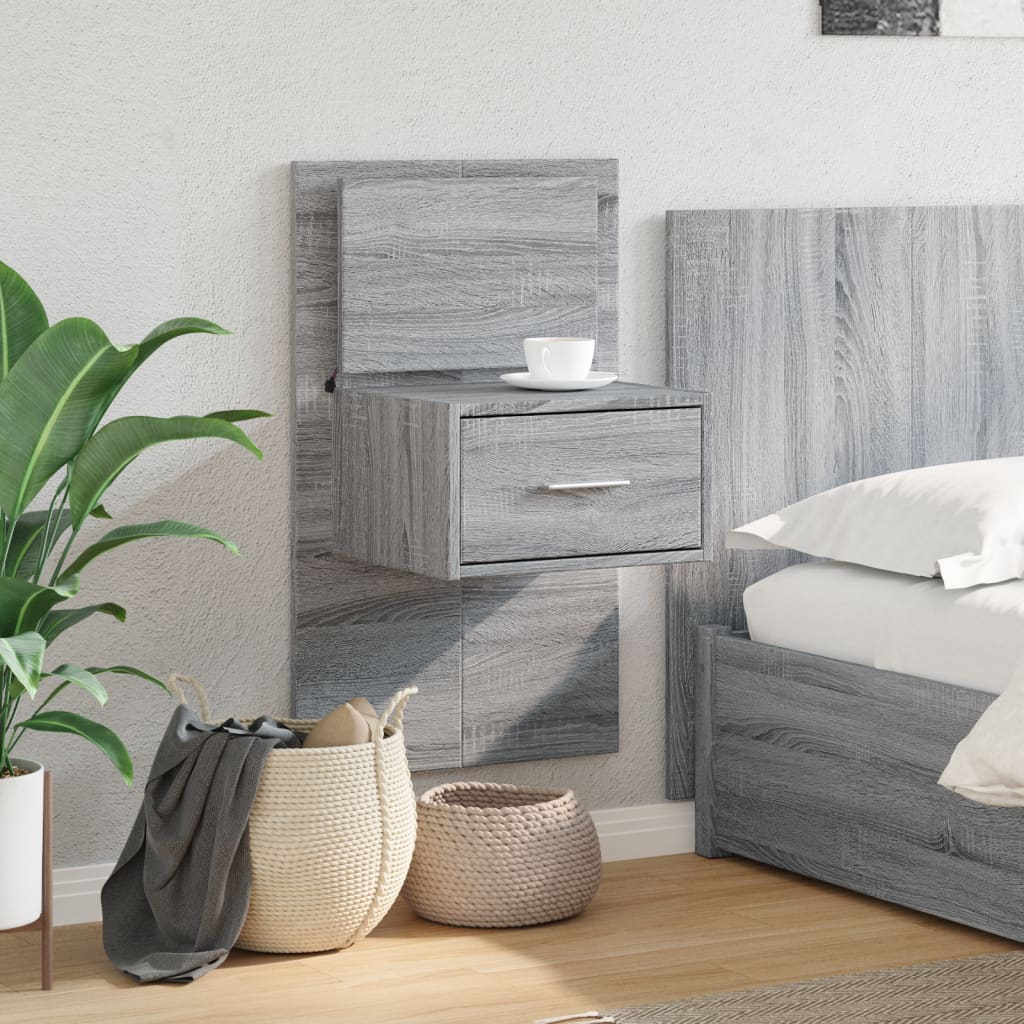 Noptieră montată pe perete cu lumini LED, sonoma gri GartenMobel Dekor