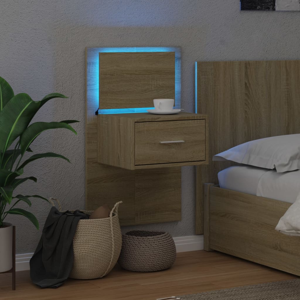 Noptieră montată pe perete cu lumini LED, stejar sonoma GartenMobel Dekor