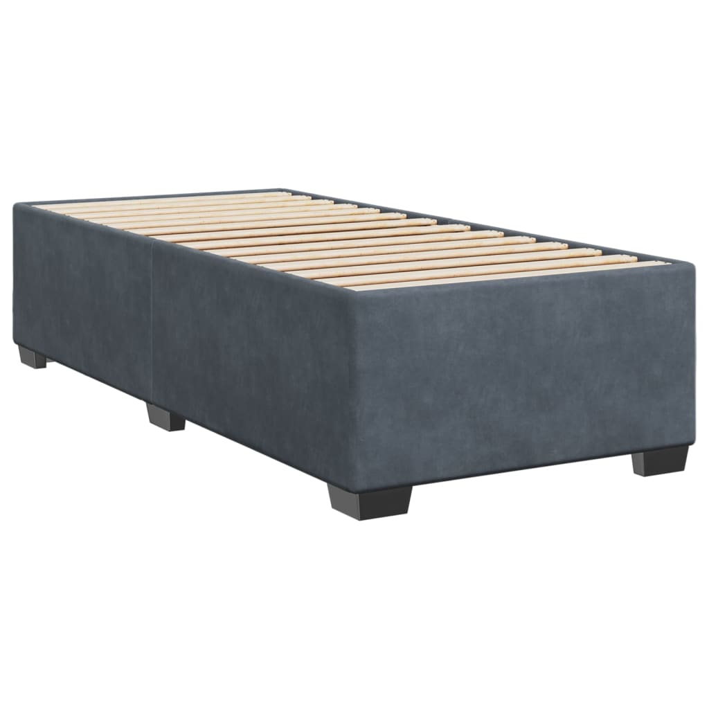 Pat box spring cu saltea, gri închis, 80x200 cm, catifea GartenMobel Dekor