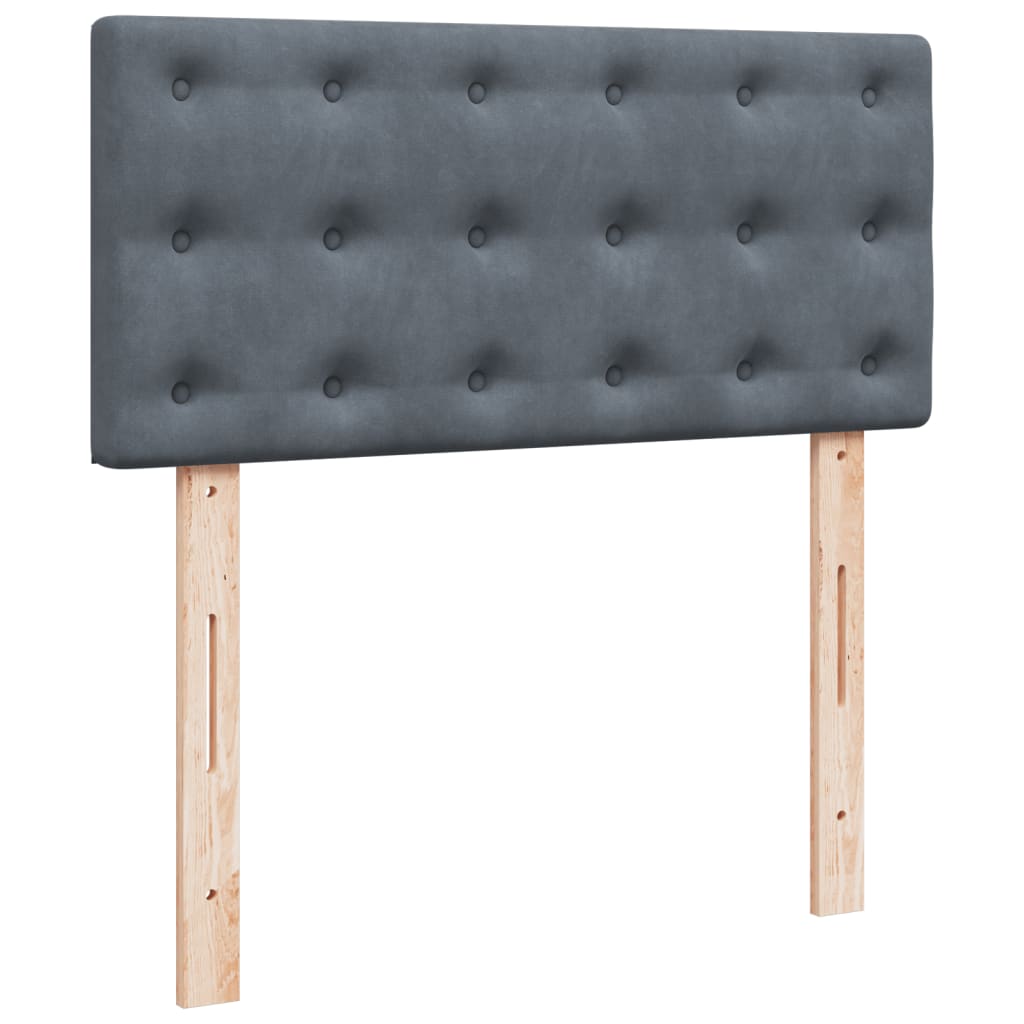 Pat box spring cu saltea, gri închis, 90x190 cm, catifea GartenMobel Dekor